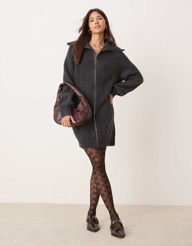 Vestito corto antracite a trecce con zip - Miss Selfridge - Modalova