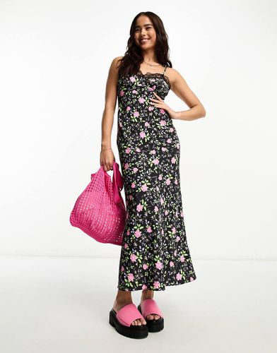 Vestito sottoveste midi a fiori con finiture in pizzo - Miss Selfridge - Modalova