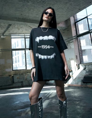 T-shirt oversize nera con scritta "Design Studio" - Murci - Modalova