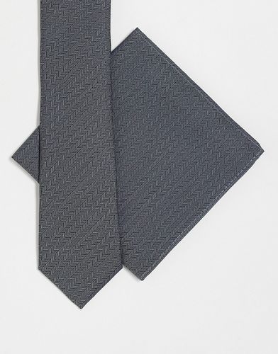 Cravatta sottile e fazzoletto da taschino con tratteggio incrociato - Noak - Modalova