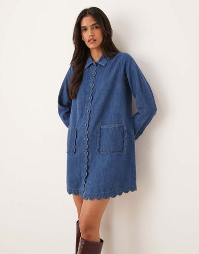 Kynance - Robe babydoll courte en jean - Délavage vintage moyen - Nobody's Child - Modalova