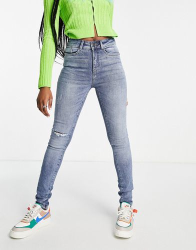 Callie - Jeans skinny a vita alta a coste azzurri con strappo - Noisy May - Modalova
