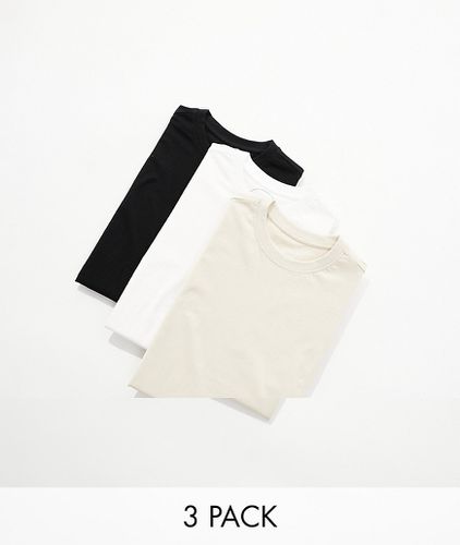 Confezione da 3 t-shirt in bianco, nero e beige - Native Youth - Modalova