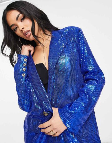 Blazer oversize cobalto con paillettes in coordinato - NaaNaa - Modalova