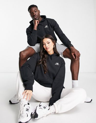 Felpa unisex nera con cappuccio e piccolo logo - New Balance - Modalova