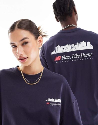 Home Again - Top a maniche lunghe unisex navy - In esclusiva per ASOS - New Balance - Modalova