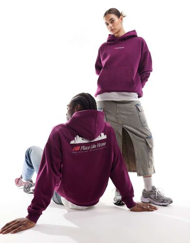 Home Again - Felpa con cappuccio unisex bordeaux - In esclusiva per ASOS - New Balance - Modalova