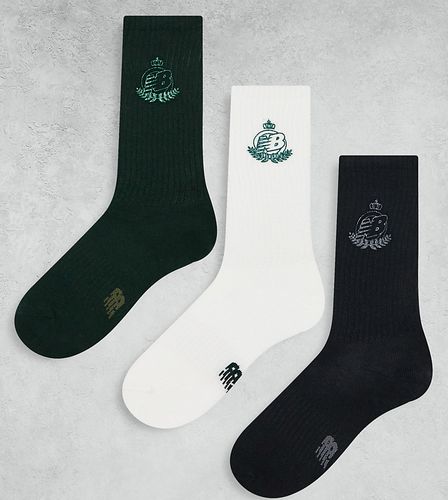 Members Club - Confezione da 3 paia di calzini verdi, neri e bianchi - New Balance - Modalova