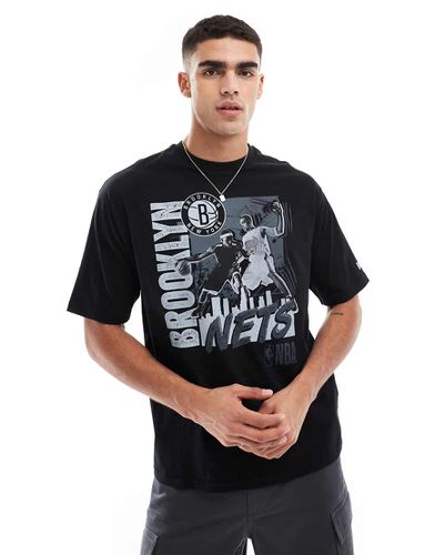 T-shirt nera con grafica "Brooklyn Nets" sul davanti - New Era - Modalova