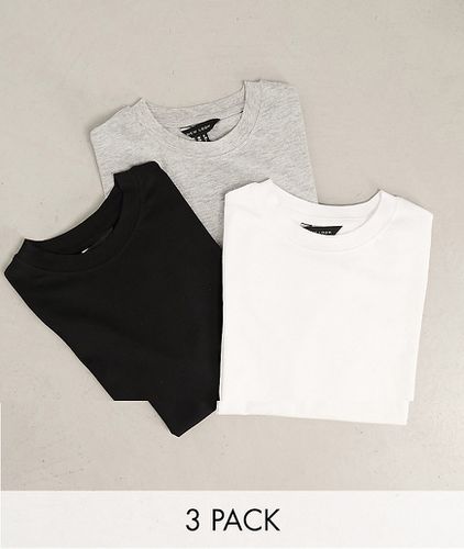 Confezione da 3 t-shirt girlfriend nera, grigia e bianca - New Look - Modalova