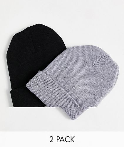 Confezione da due berretti, colore nero e grigio - New Look - Modalova