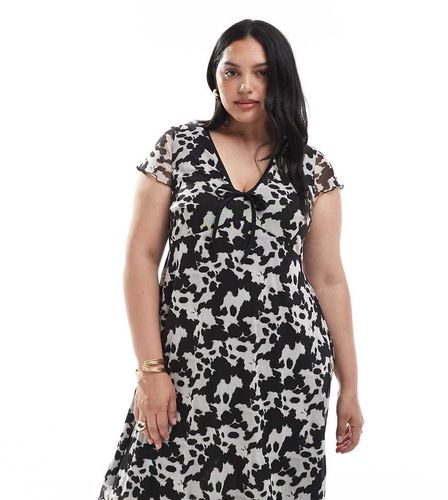 New Look Curve - Robe courte en tulle à imprimé vache - Marron - New Look Plus - Modalova