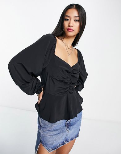 Blusa nera con arricciatura sul davanti - New Look - Modalova