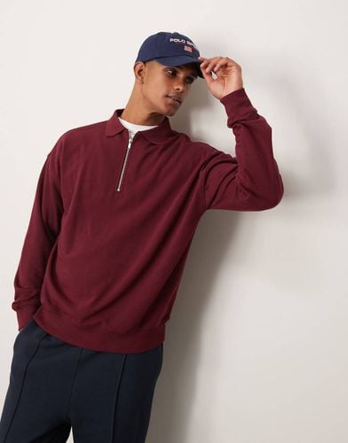 Maglione stile polo bordeaux con zip corta - New Look - Modalova