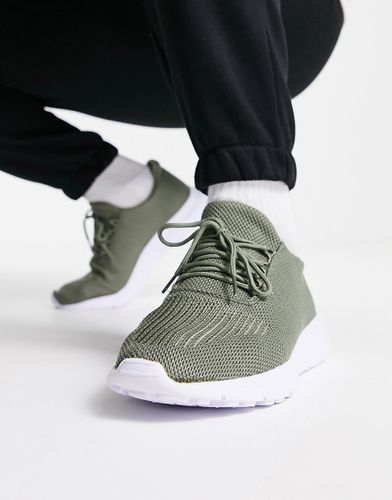 Sneakers in maglia kaki scuro - New Look - Modalova