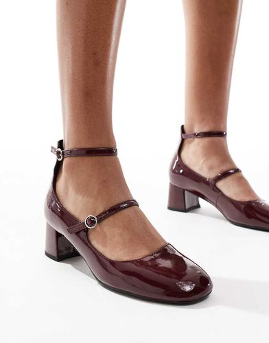 Scarpe Mary Jane con tacco bordeaux e cinturino alla caviglia - New Look - Modalova