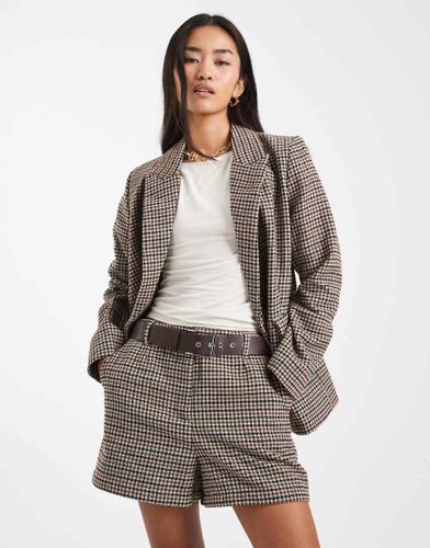 Short à carreaux d'ensemble avec ceinture - Marron - New Look - Modalova