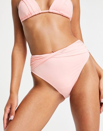 Slip bikini con dettaglio incrociato rosa - New Look - Modalova