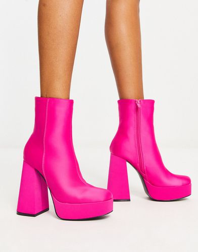 Stivali in raso rosa con tacco e plateau - New Look - Modalova
