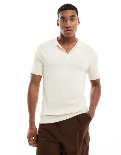 Polo slim a maniche corte in maglia sporco - New Look - Modalova