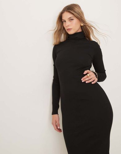 Robe mi-longue côtelée à col roulé - New Look - Modalova