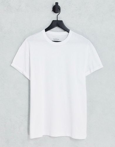 T-shirt con maniche con risvolto bianca - New Look - Modalova