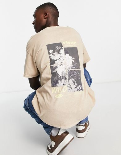 T-shirt color pietra con stampa a fiori - New Look - Modalova
