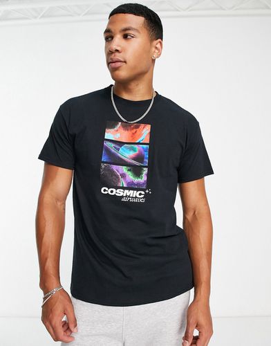 T-shirt nera con stampa "Cosmic Airwaves" - New Look - Modalova
