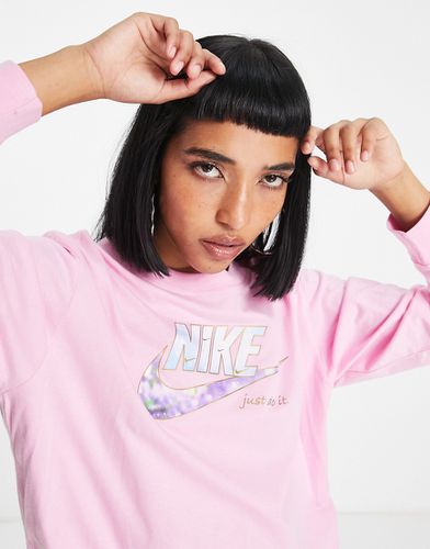 T-shirt a maniche lunghe con logo luccicante - Nike - Modalova