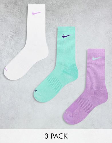 Confezione da 3 paia di calzini unisex viola, bianchi e blu acqua - Nike Training - Modalova