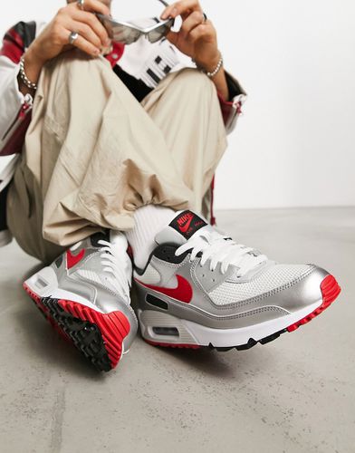 Air Max 90 Icon - Sneakers argentate e rosse - Nike - Modalova