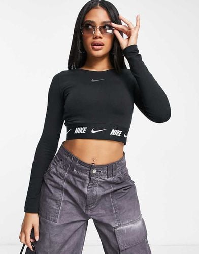 Crop top a maniche lunghe con fettuccia con logo - Nike - Modalova