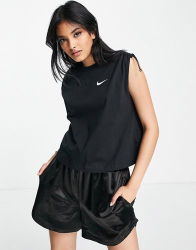 Essential - Canotta corta nera con coulisse e logo - Nike - Modalova