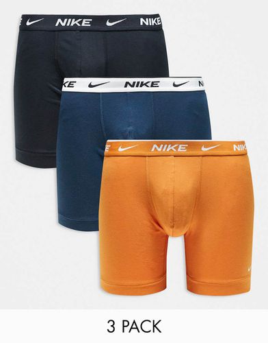 Everyday - Confezione da 3 boxer in cotone elasticizzato neri/blu/arancioni - Nike - Modalova