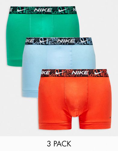 Everyday - Confezione da 3 paia di boxer aderenti arancioni, blu e verdi in cotone elasticizzato - Nike - Modalova