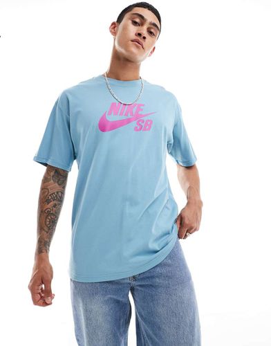 T-shirt azzurra con logo centrale - Nike SB - Modalova