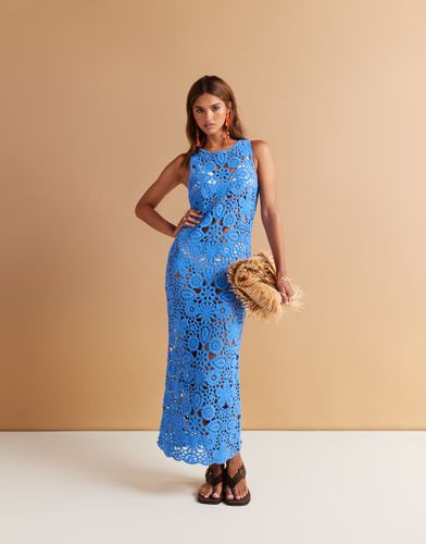 Robe longue en maille crochetée à détails fleurs - Sndys - Modalova