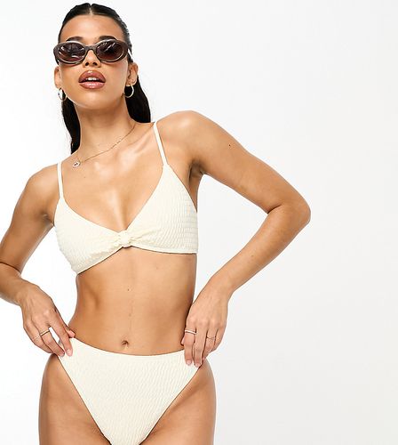 Slip bikini sgambato a vita alta arricciato color crema - South Beach - Modalova