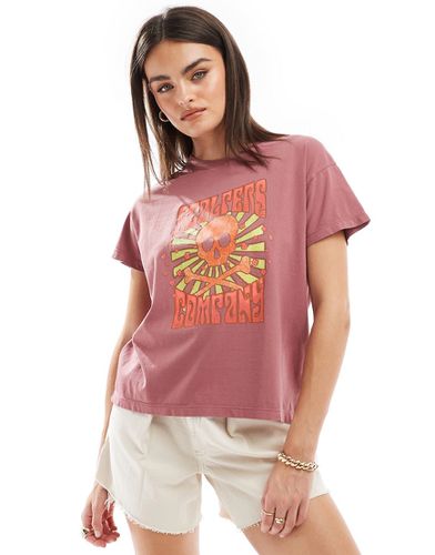 T-shirt bordeaux con stampa vintage di teschio - Scalpers - Modalova