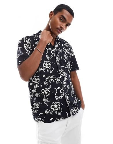 Chemise imprimée en lin mélangé avec col à revers - Selected - Modalova