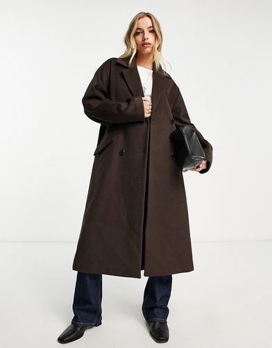 Cappotto taglio lungo in misto lana cioccolato - Selected - Modalova