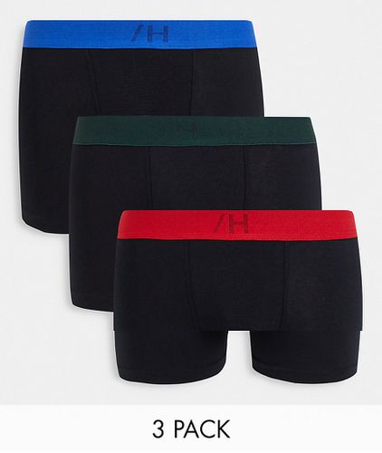 Confezione da tre boxer aderenti neri con fascia in vita colorata con logo - Selected Homme - Modalova