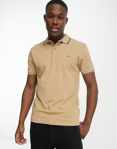 Polo beige con profili a contrasto - Selected Homme - Modalova