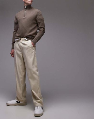 Pantaloni a fondo ampio con pieghe crema - Selected Homme - Modalova