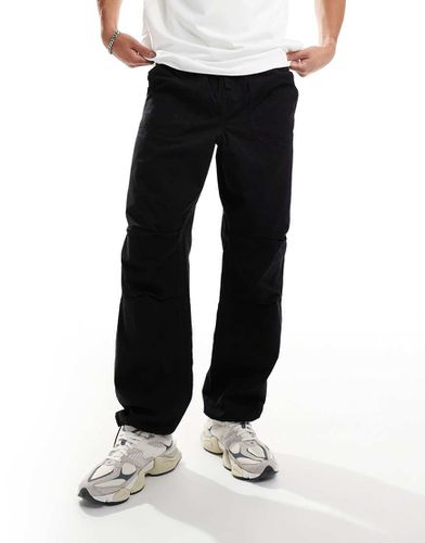 Pantaloni ampi neri in ripstop con fascia in vita elasticizzata - Selected Homme - Modalova