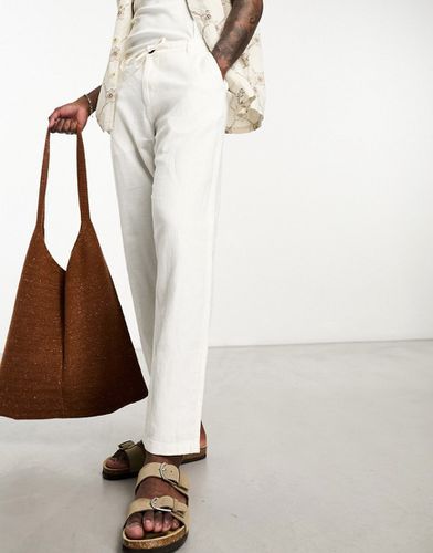 Pantaloni slim affusolati in misto lino bianchi - Selected Homme - Modalova