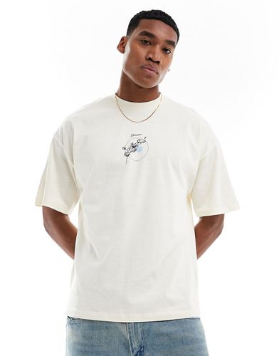 T-shirt oversize bianca con stampa botanica sul petto - Selected Homme - Modalova