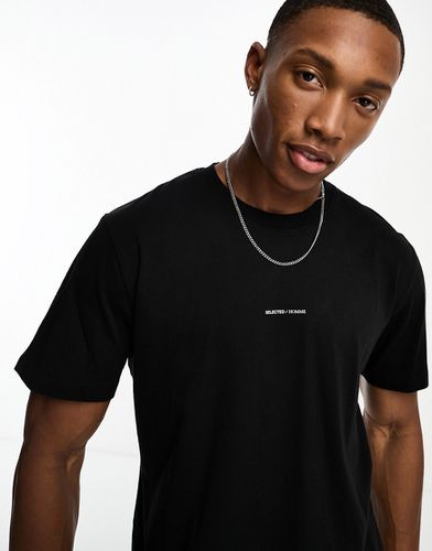 T-shirt oversize nera con logo piccolo sul petto - Selected Homme - Modalova