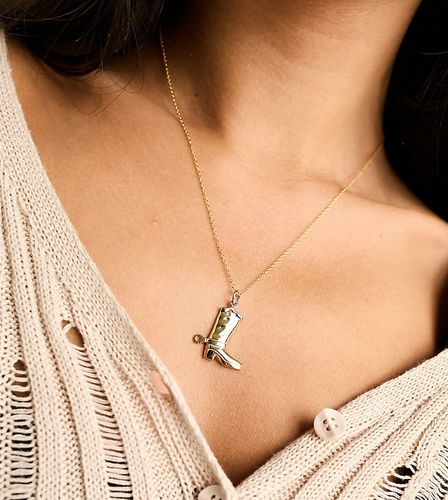 Collana placcata in 18 ct con ciondolo a forma di stivale cowboy - Seol + Gold - Modalova