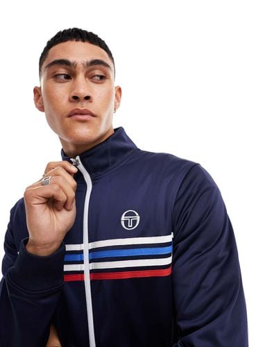 Felpa con zip e righe sul petto - Sergio Tacchini - Modalova